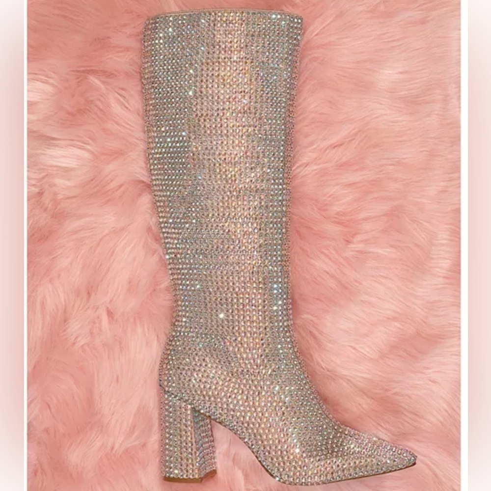 Betsey Johnson Farah Rhinestone Knee High Boots